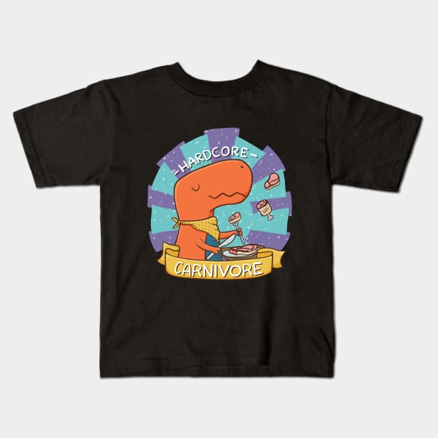 Hardcore Carnivore Kids T-Shirt by mai jimenez